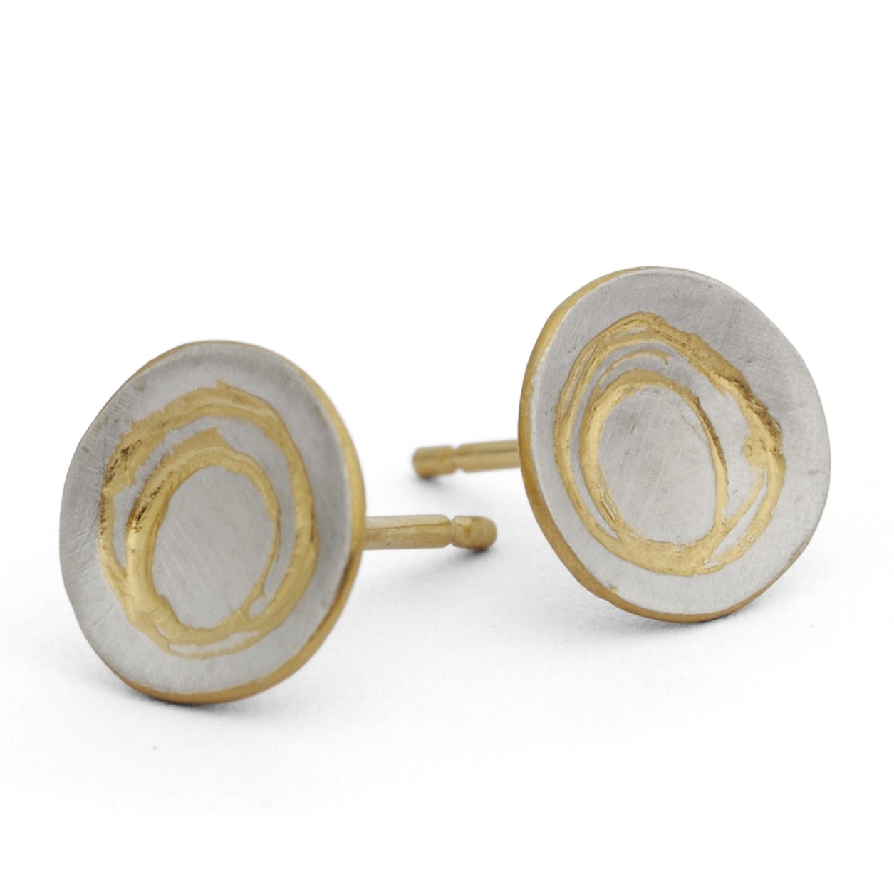 Spiral etched silver earrings | Contemporary Earrings by Kate Smith ...