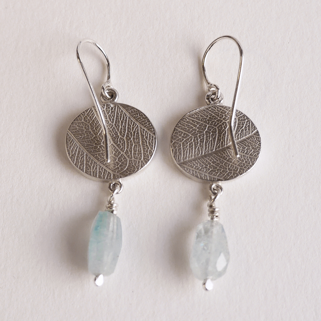 Aquamarine bead fern drop earring | Earrings by Naomi James