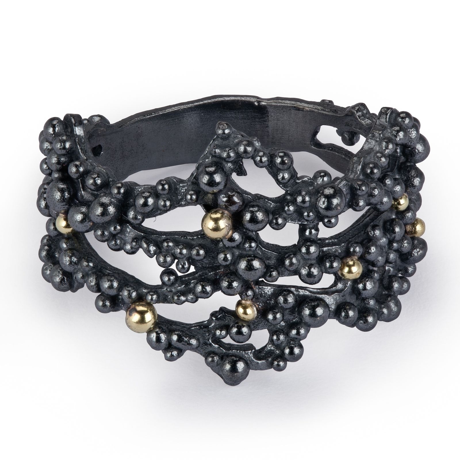 Oxidised & 18ct Lace Ring | Contemporary Rings by contemporary ...
