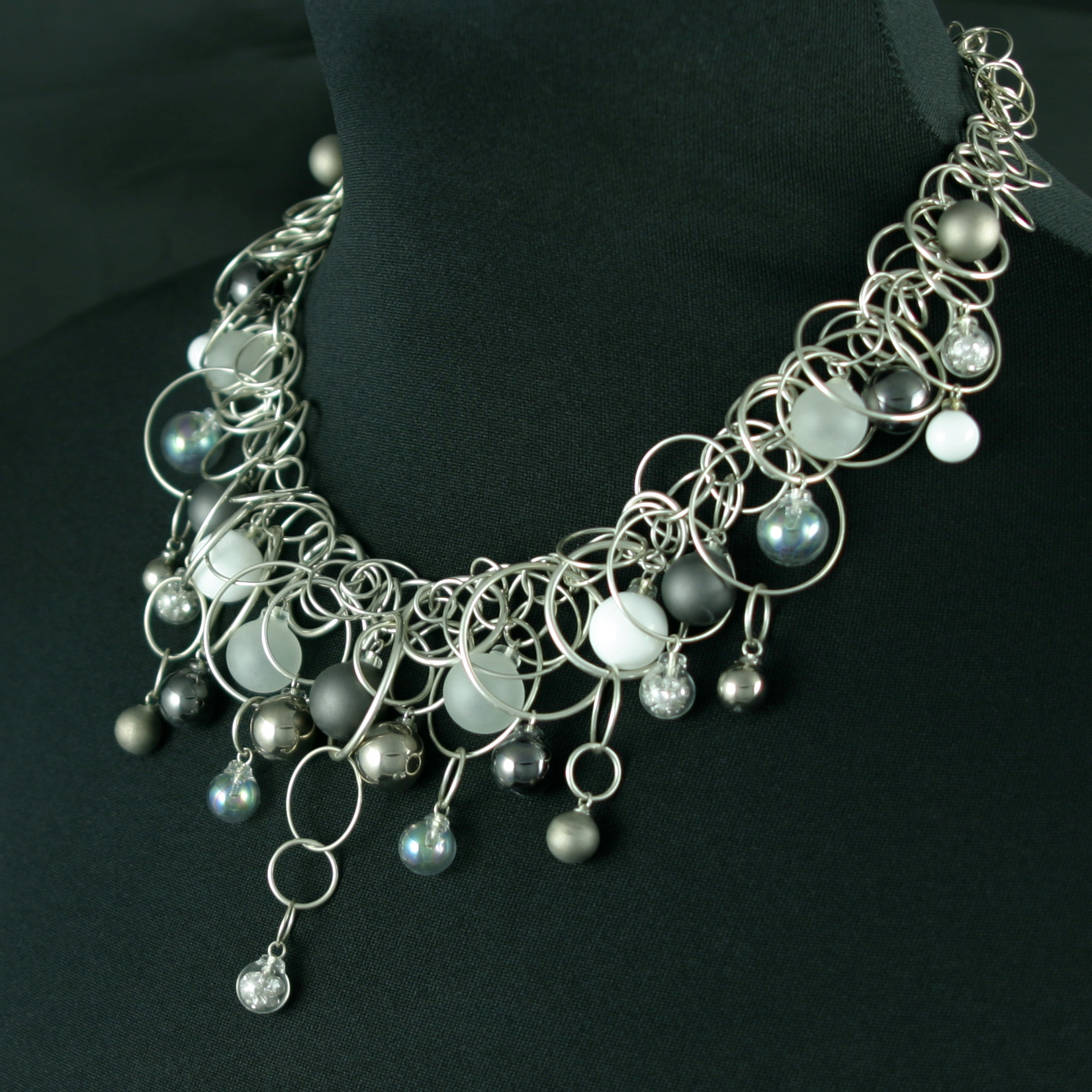Platinum Frost CZ Smaller Bubble Necklace | Contemporary Necklaces ...