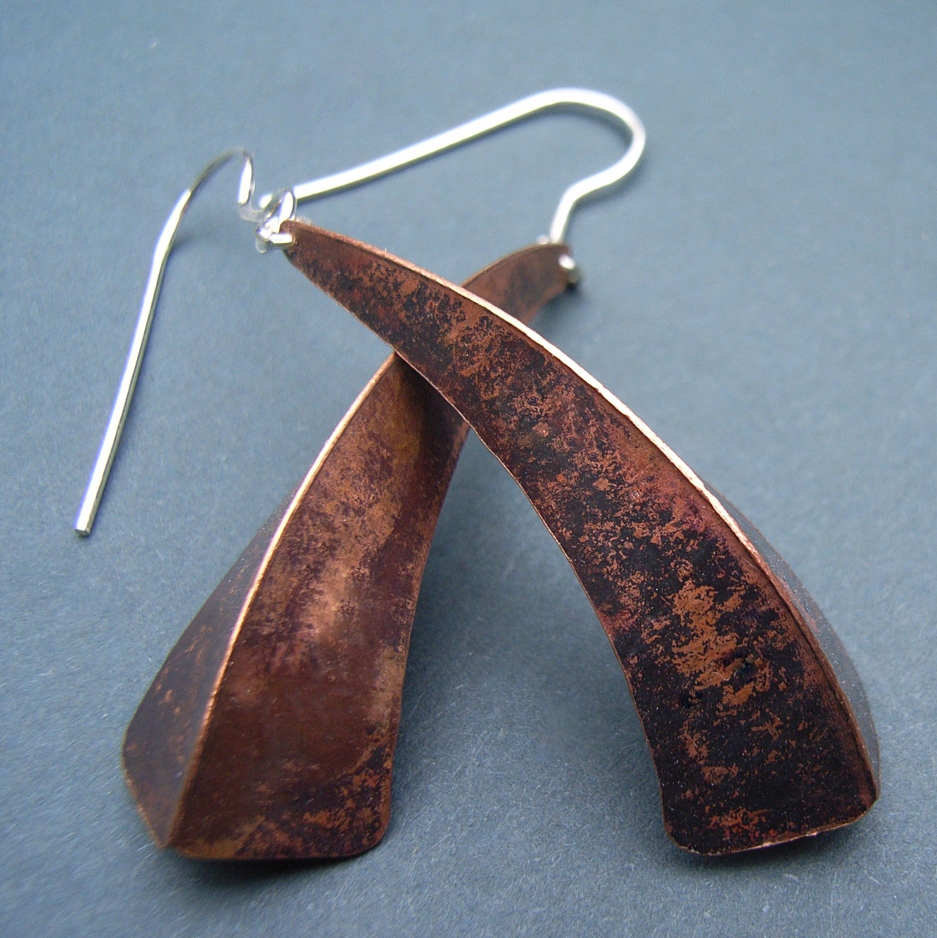 One fold copper earrings | Contemporary Earrings by contemporary ...