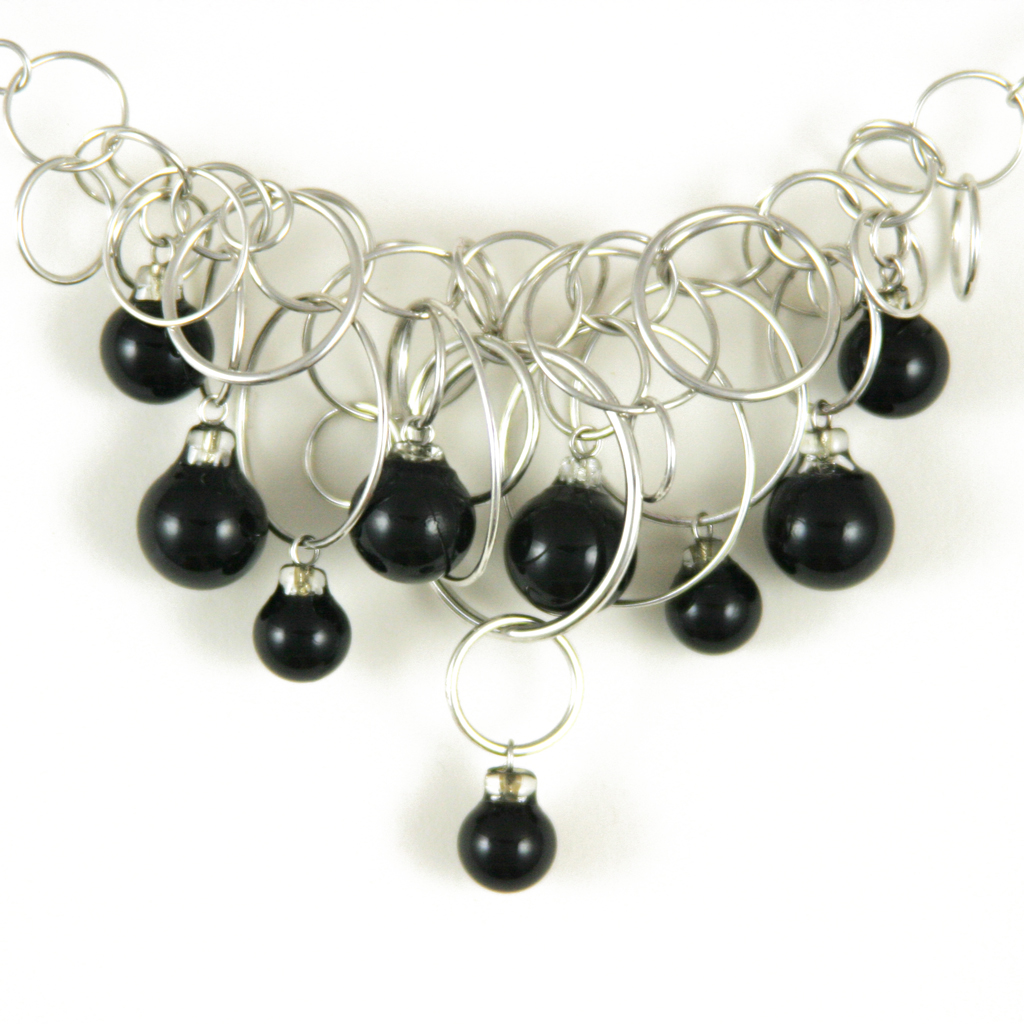 Solid Black Nine Bubble Necklace | Contemporary Necklaces / Pendants by