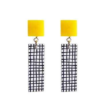 yellow top Grid Tower earrings