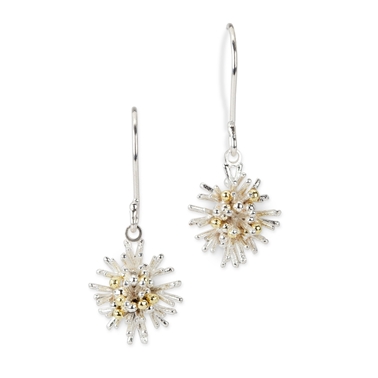 Sea Urchin drop earrings - silver and 18ct gold granulation - by Hannah Bedford