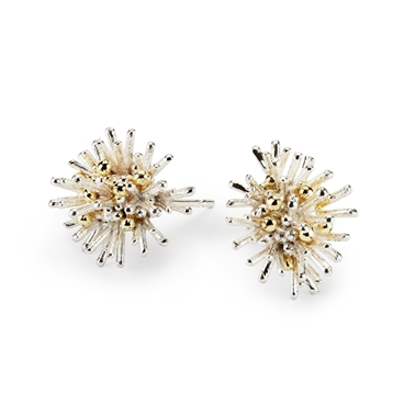 Sea Urchin Earrings  silver with 18ct gold granulation - by Hannah Bedford