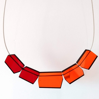 shard necklace in orange and red
