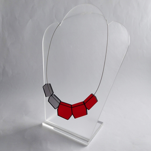 shard necklace in red and grey