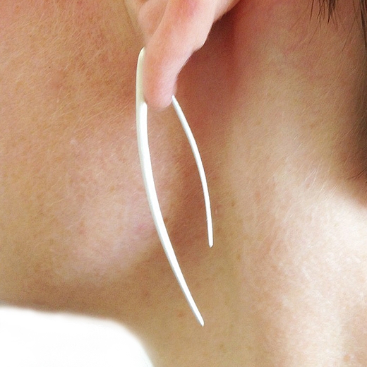 Contemporary long spike silver earrings