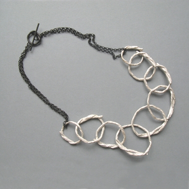 short string neckpiece on oxidised chain