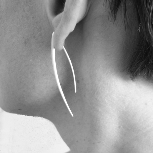 Short silver drop strand earrings (55mm)
