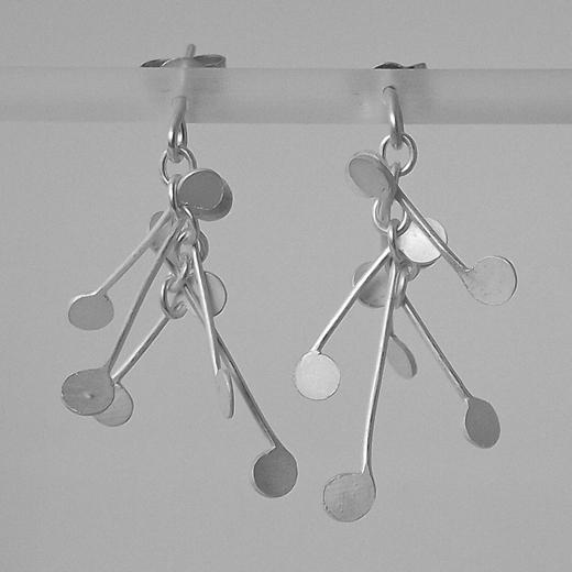 Chaos long dangling wire earrings, satin by Fiona DeMarco