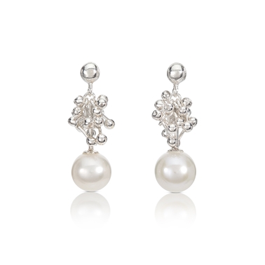 Round Pearl Droplet Earrings