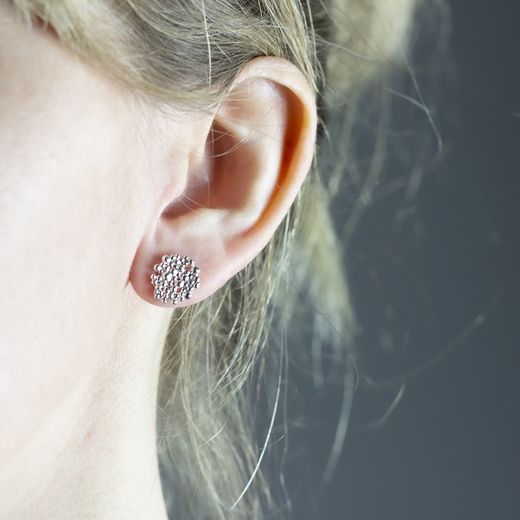 Silver Berry Earrings - Medium - worn