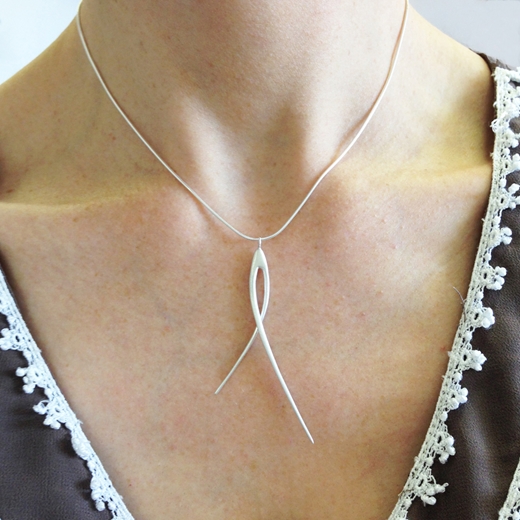 Silver drop strand necklace - 16"