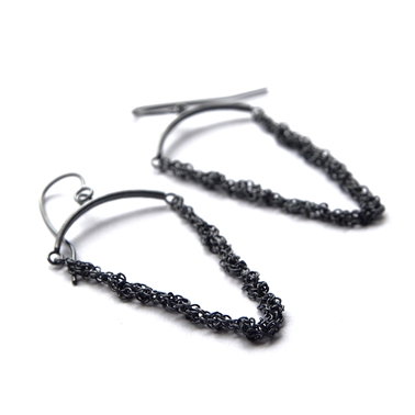 Single Tier Crochet Loop, Chandelier Earrings Oxidised