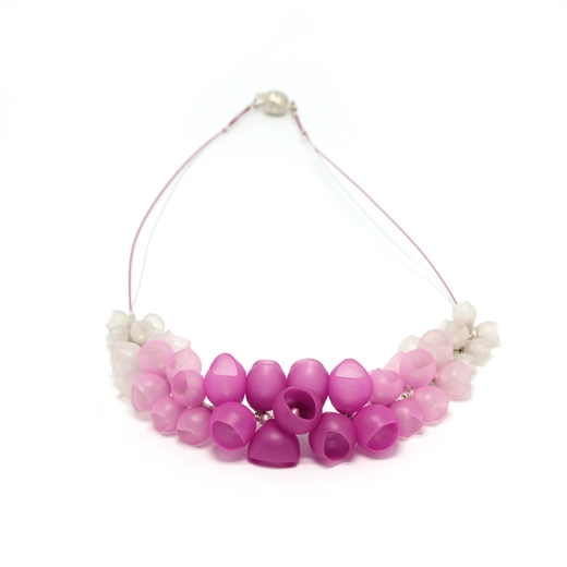 Half cluster necklace - pink