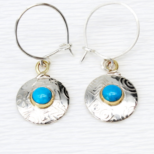 round earrings, small, turquoise, 9.