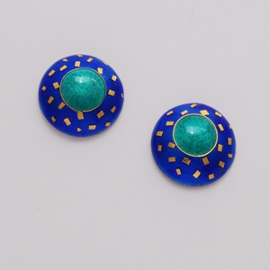 SMcD Small Round Earrings Blue Green