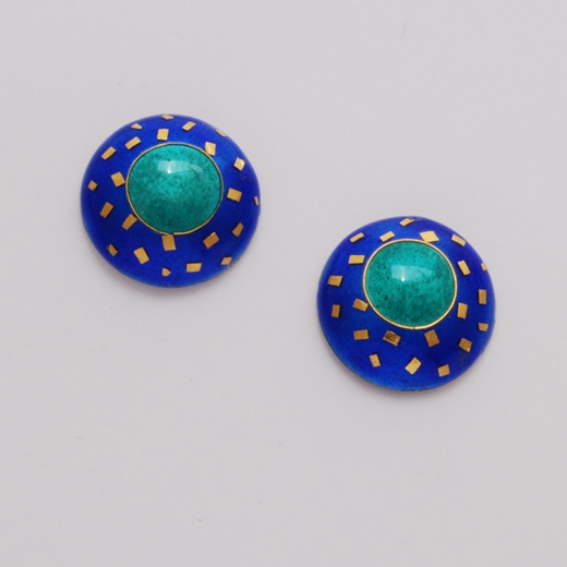 SMcD Small Round Earrings Blue Green