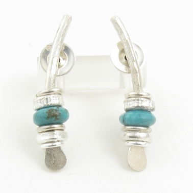Small turquoise arc earrings