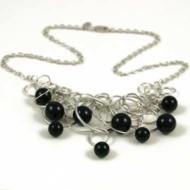 Solid Black 9 Bubble Necklace