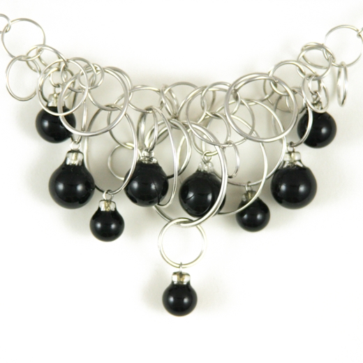 Solid Black 9 Bubble Necklace close-up