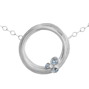 Silver and aquamarine swirl necklace