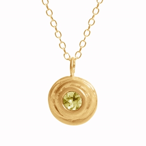 Gold and peridot small swirl necklace