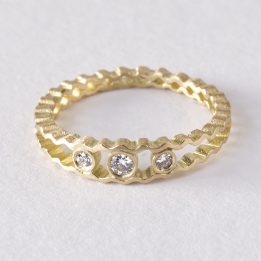 Strata diamond band -18ct gold by Clara Breen