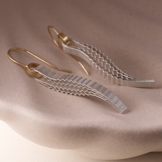 Strata Earrings-Silver and Gold-plated Hook by Clara Breen