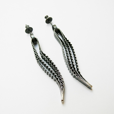 Strata Earrings - Oxidised Silver - By Clara Breen