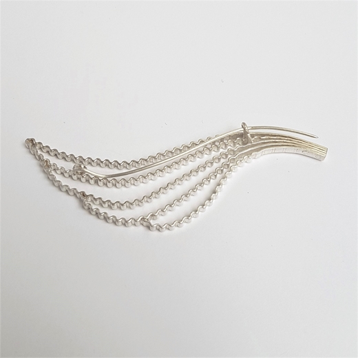 Strata lapel pin - Silver - Back view - By Clara Breen