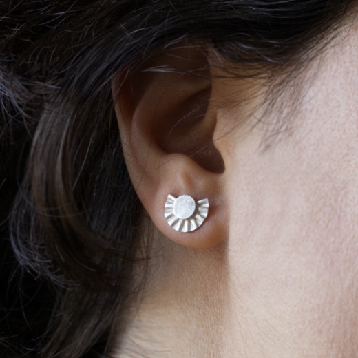 Mini Sunray earrings, Fairmined silver by Clara Breen