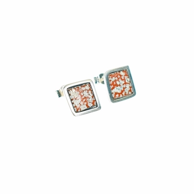 Tangerine and Silver Square Framed Studs