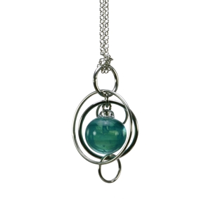 teal-lampworked-blown-glass-sterling-silver-single-bubble-pendant-by-Charlotte-Verity