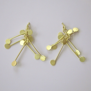 Fiona DeMarco Chaos wire stud earrings, gold satin