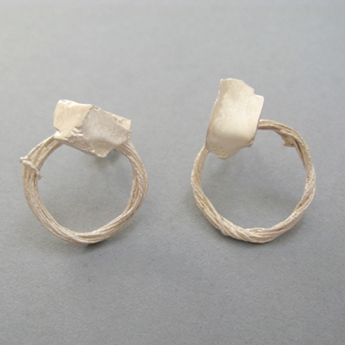 thread earrings with cast stone