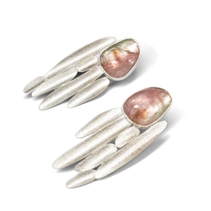 Lustre silver and tourmaline earrings