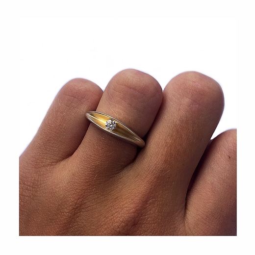 10pt Partially Split Silver Shell Ring on Finger