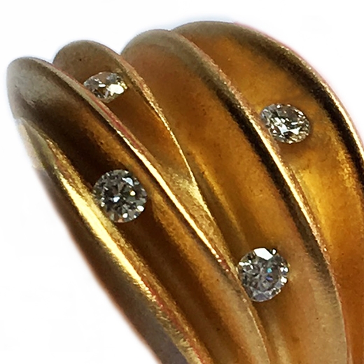 4 Diamond Multi Split Silver Shell Ring