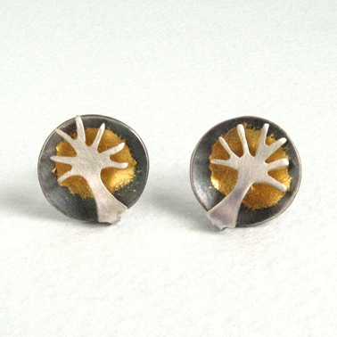 gold tree dome earrings