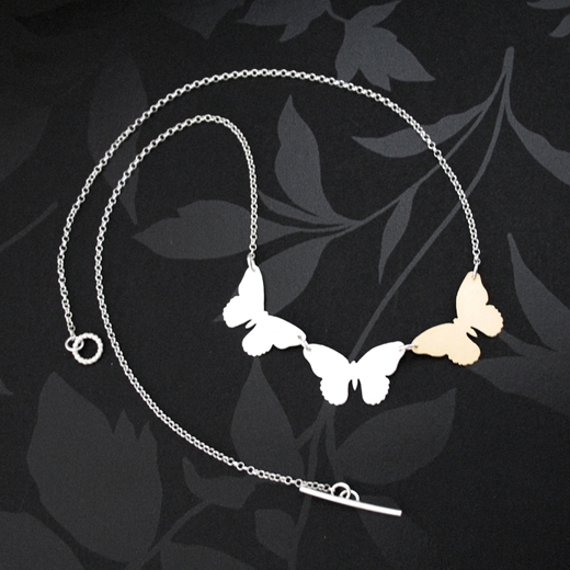 triple butterfly necklace image 2