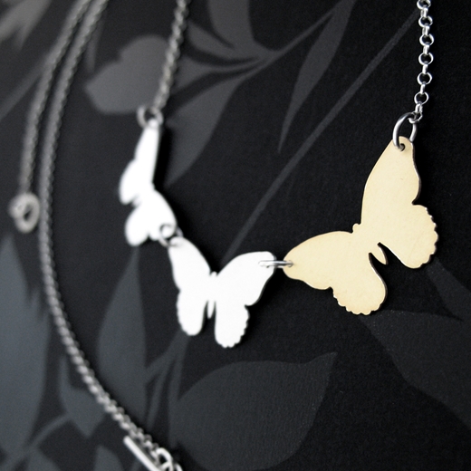 triple butterfly necklace image 3