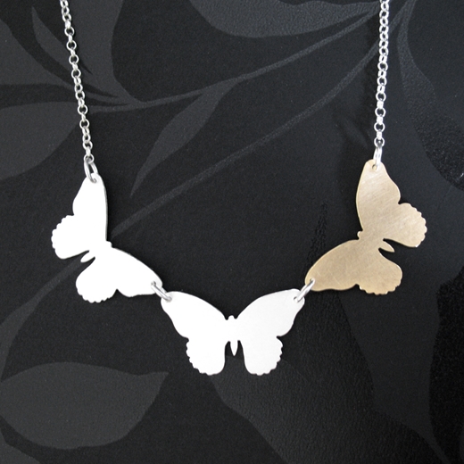 triple butterfly necklace image 4