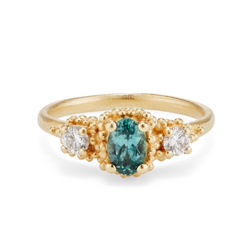 Triple Cluster Ring - Teal sapphire