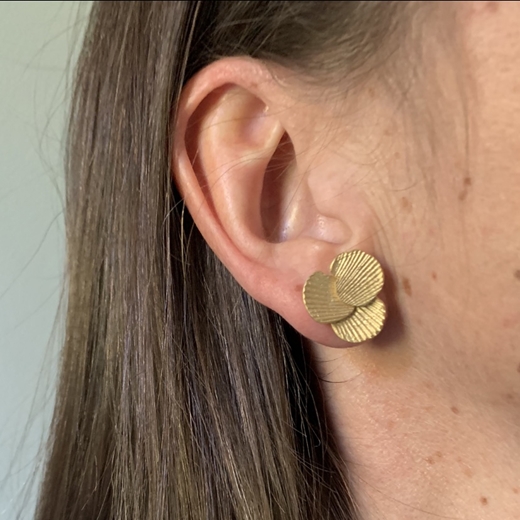 Imprint cluster earrings worn