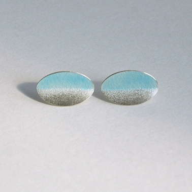 Turquoise blue and silver fold stud earrings
