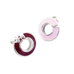 Silver Twist Hoop Earrings - Pink