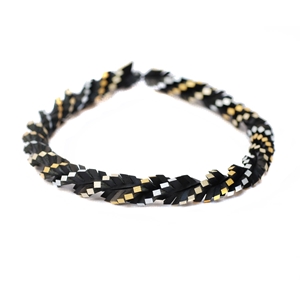 Twisted Up Necklace - Black & Gold-Silver