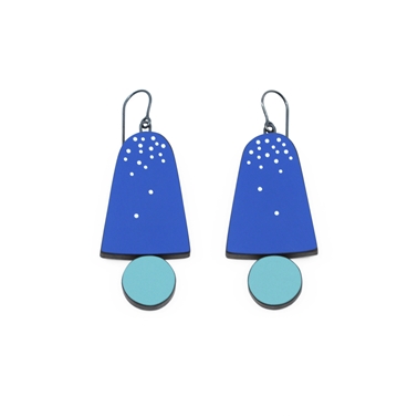 ultra blue and green bell earrings
